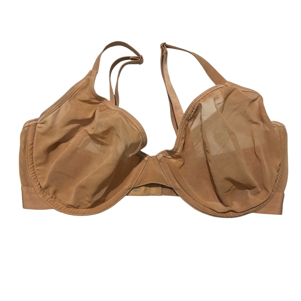 Negative‎ Underwear Bra 34D Sieve Underwire Buff Nude Sheer Mesh Unlined